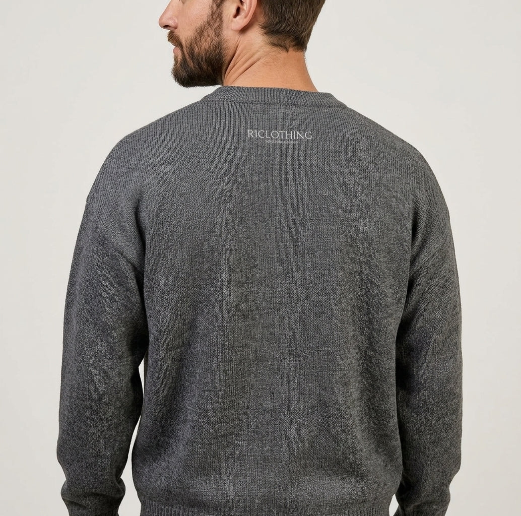 Relaxed fit knitted crew neck sweater